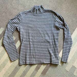 Vintage Geoffrey Been Gray Striped Turtleneck Ribbed Mockneck Women’s XS